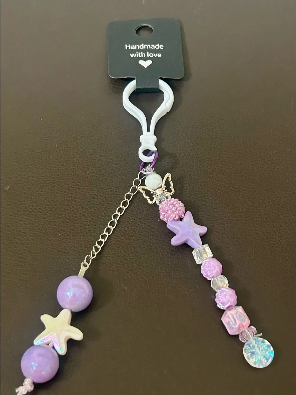 Purple Celestial Star Beaded Charm Keychain